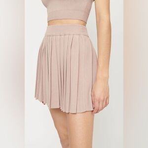 Dynamite Blush Pink Pleated Knit Skirt Set - Crop Top & Mini Skirt
